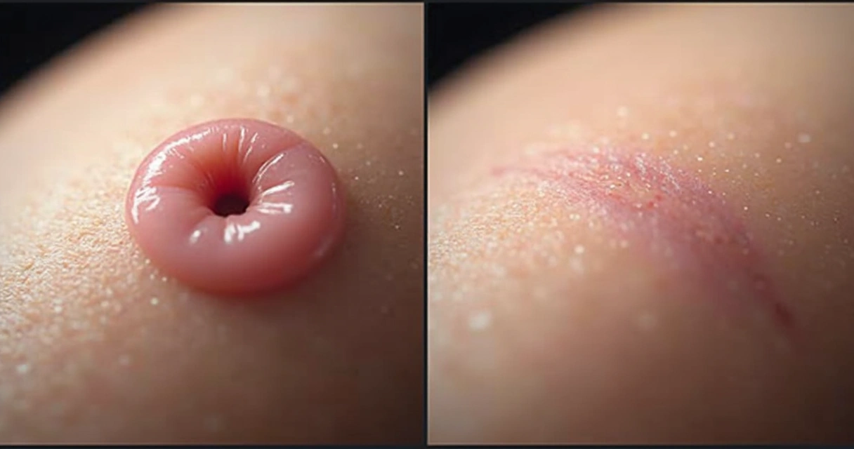 Comparação antes e depois correção de cicatriz peniana