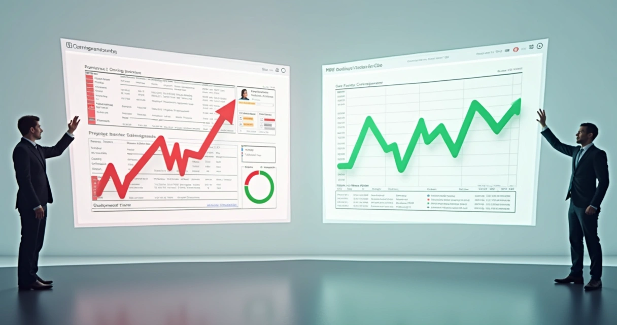 Gráficos comparando indicadores antes e depois da automação em operação logística. 