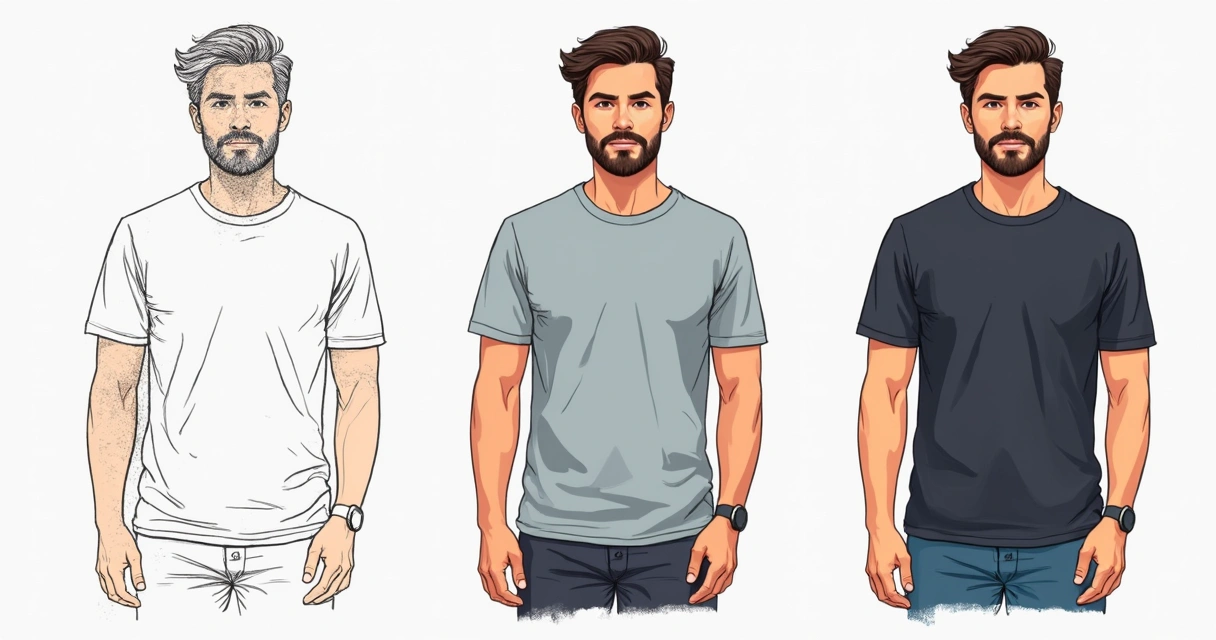Comparativo antes depois design camiseta 