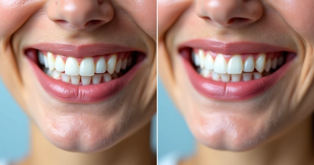 Imagem antes e depois padronizada de tratamento dental