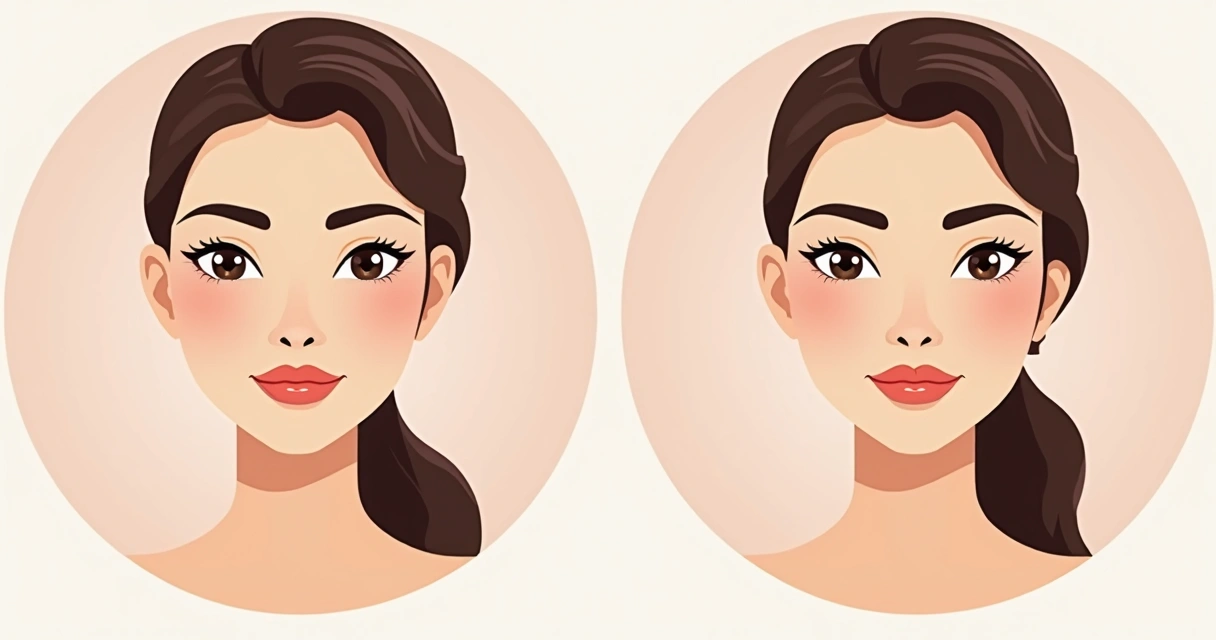 Ilustração antes e depois do uso de fios de PDO em rosto feminino.