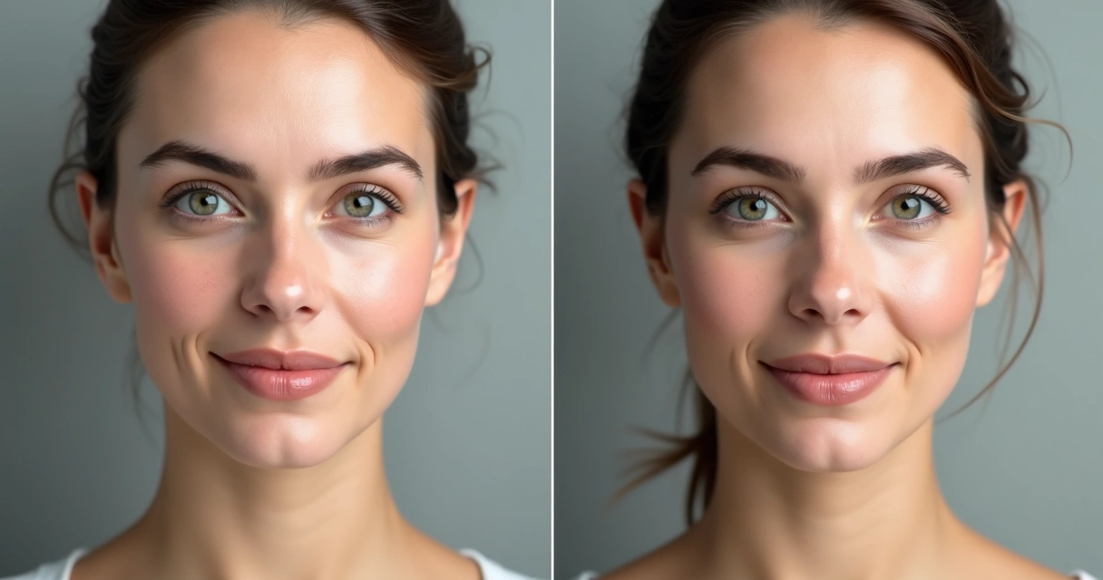 Comparação de rosto feminino antes e depois da harmonização facial 