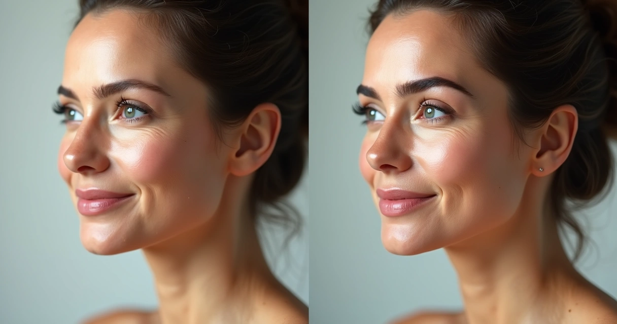 Comparativo de antes e depois da harmonização facial natural 