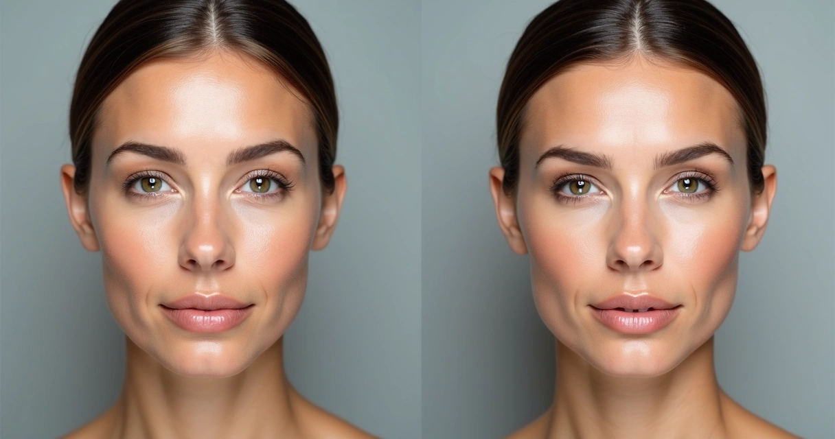 Antes e depois harmonização facial rosto feminino