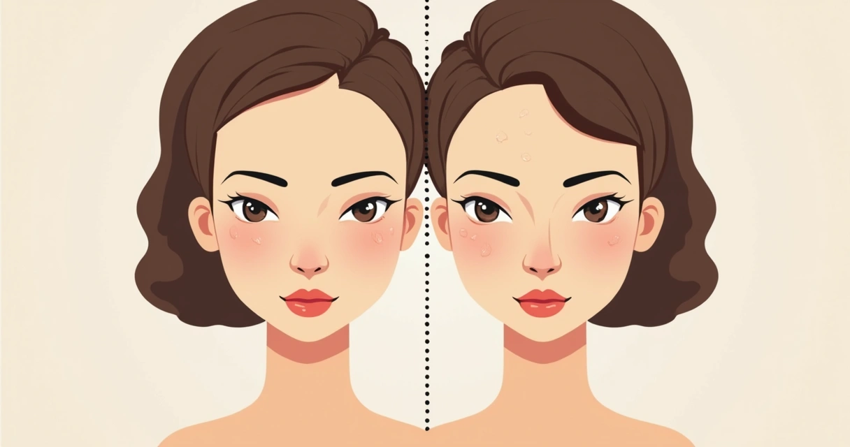 Comparação antes e depois do laser CO2 fracionado no rosto feminino 