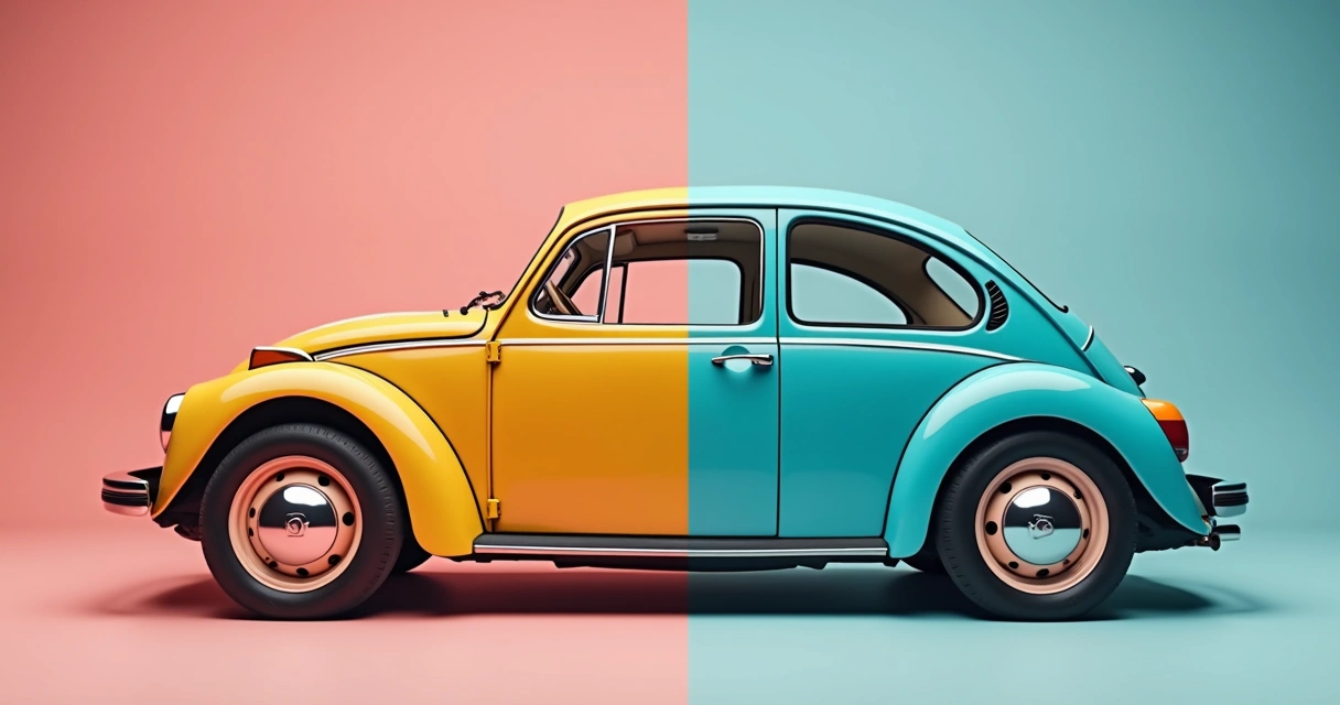 Comparação lado a lado de brinquedo antigo e moderno