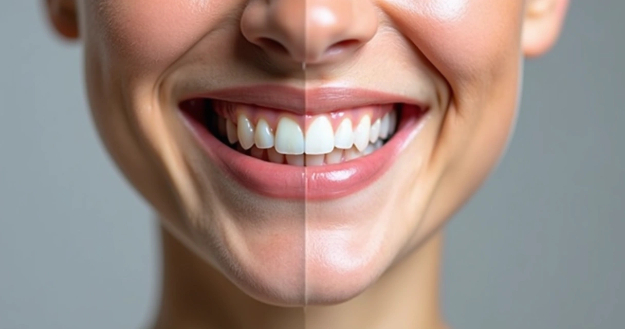 Comparação odontológica antes e depois sem mostrar rosto