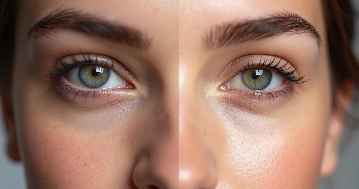 Comparação antes e depois de tratamento para olheiras 