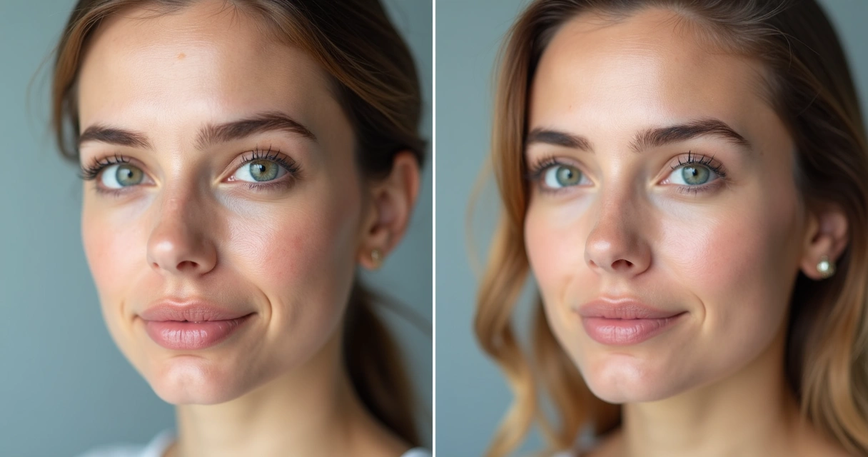 Paciente com olheiras profundas antes e depois de tratamento dermatológico 
