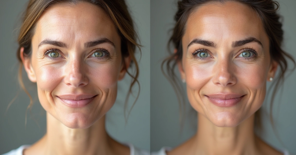 Antes e depois de paciente após harmonização facial com tecnologia avançada 