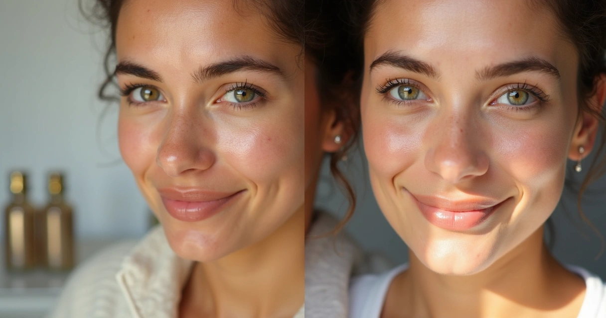 Comparação antes e depois do peeling caseiro na pele do rosto