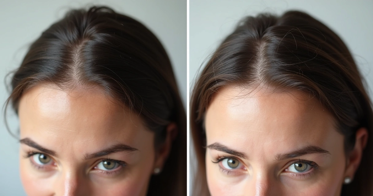 Comparativo antes e depois de tratamento para queda de cabelo