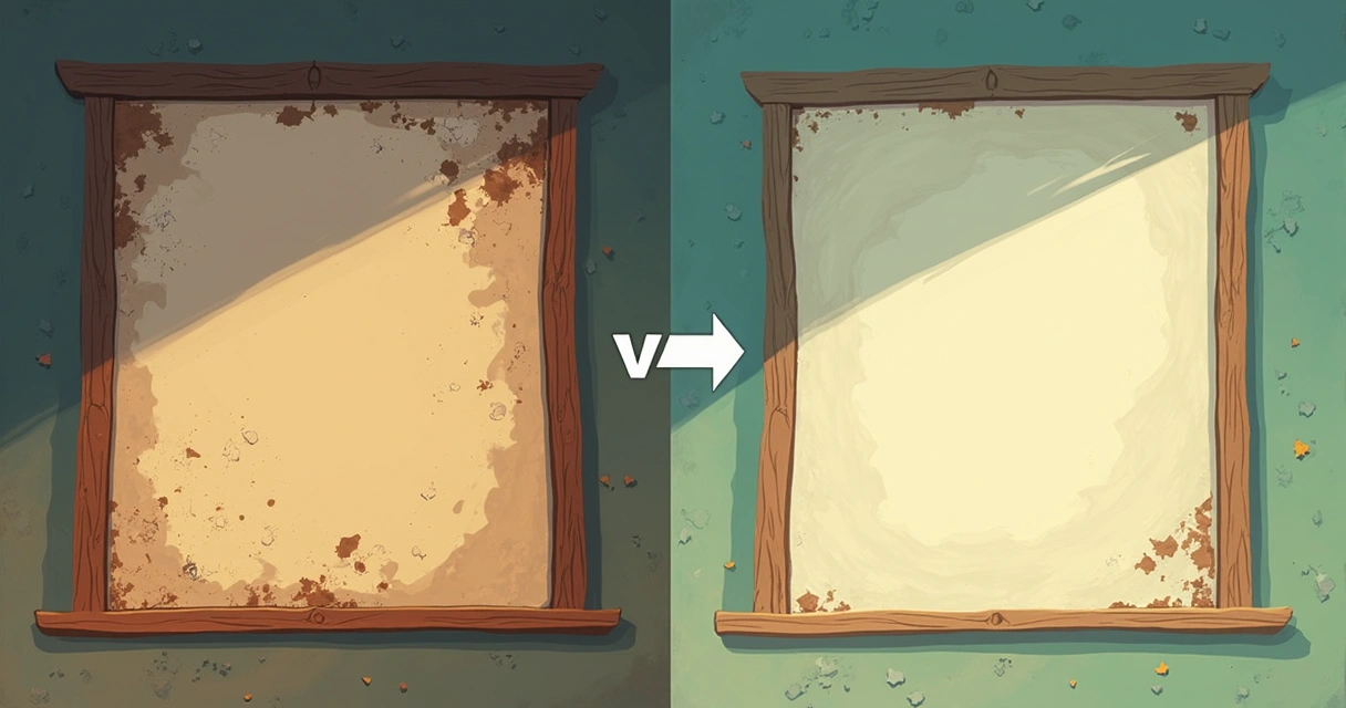 Comparação lado a lado de quadro de animação antigo restaurado digitalmente 