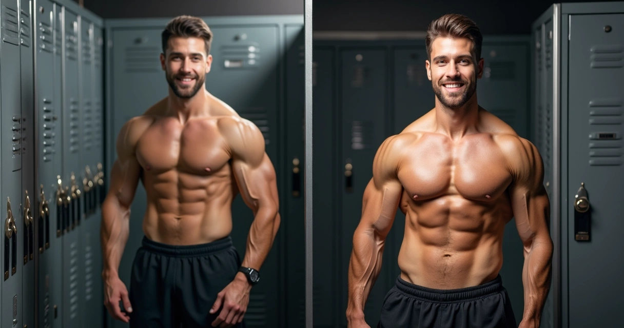 Duas fotos ilustrando evolução de treino 