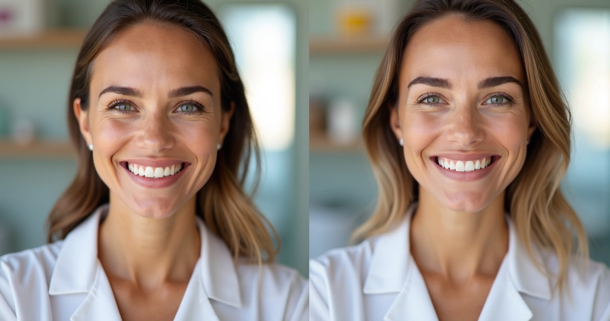 Comparação antes e depois de tratamento odontológico no sorriso 