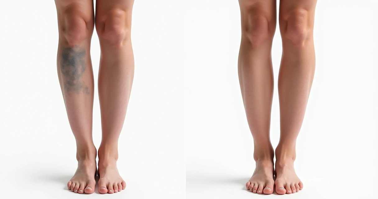 Antes e depois do tratamento de varizes com laser nas pernas 
