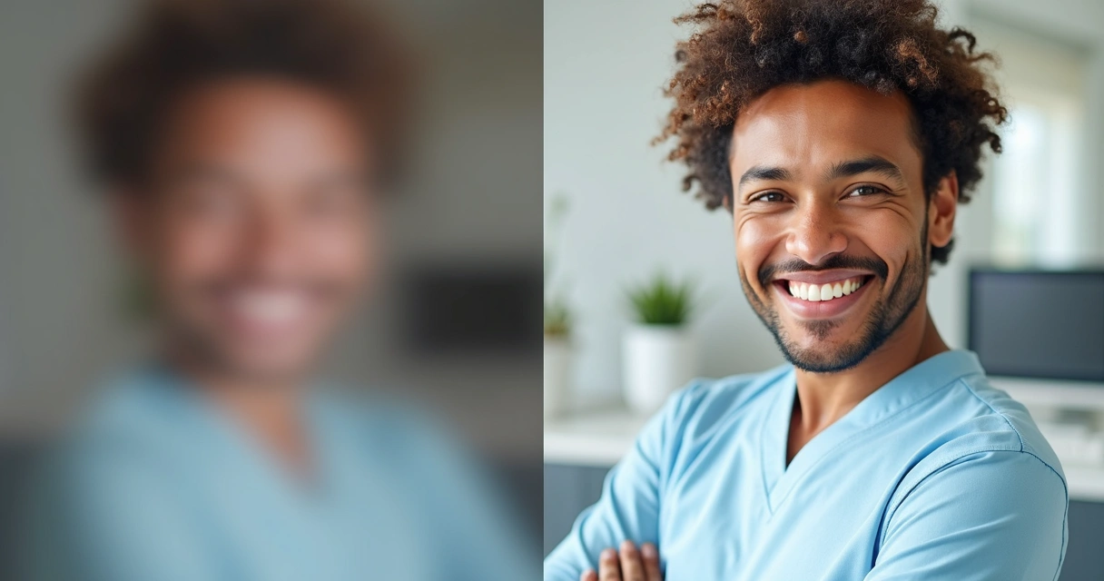 Comparação de antes e depois em anúncio odontológico sem autorização