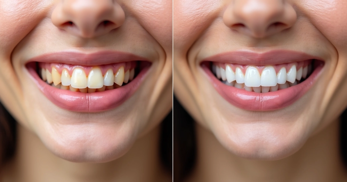 Comparação antes e depois lentes de contato dental 
