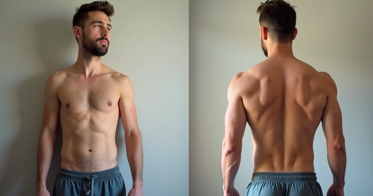 Transformação corporal de homem do skinny fat para definido 