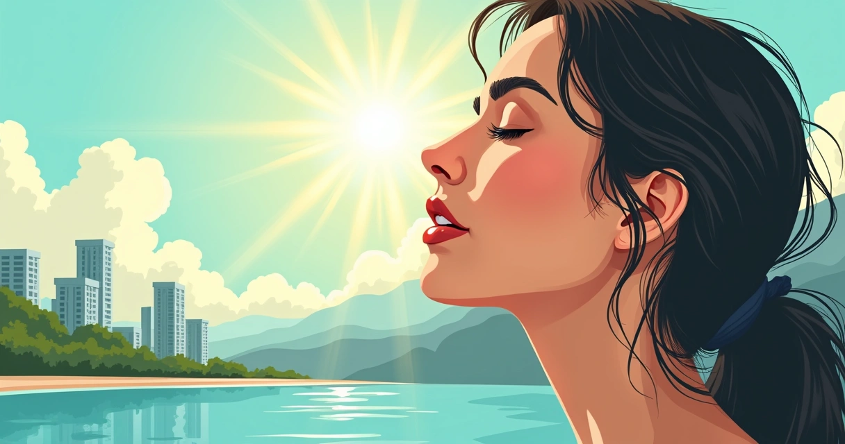 Mulher tocando o rosto enquanto se protege da poluição urbana 