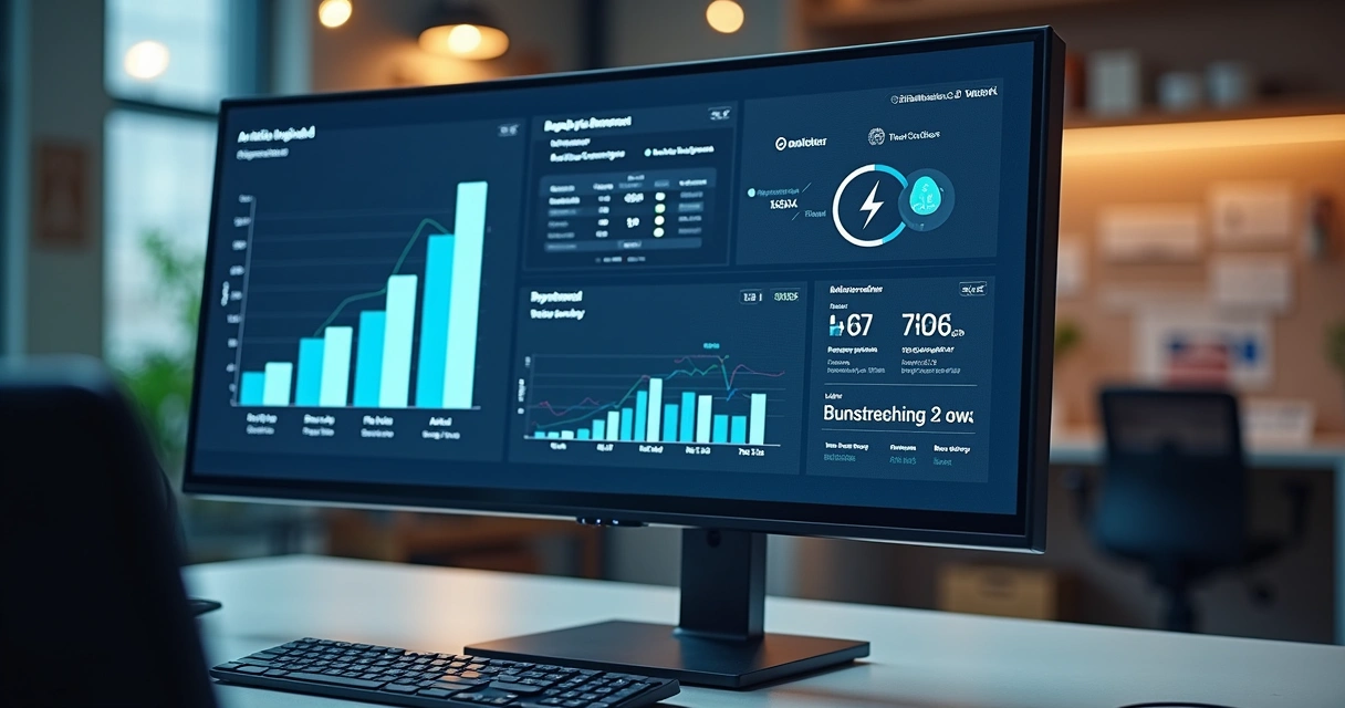 IA analisando anúncio digital em monitor de computador 