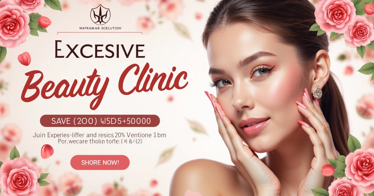 Banner visual poluído e confuso de clínica estética 