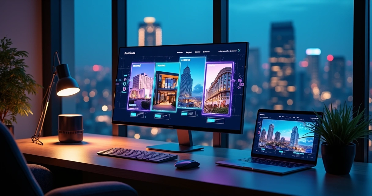 Monitor exibe anúncio imobiliário personalizado com recomendações diferentes para cada visitante 