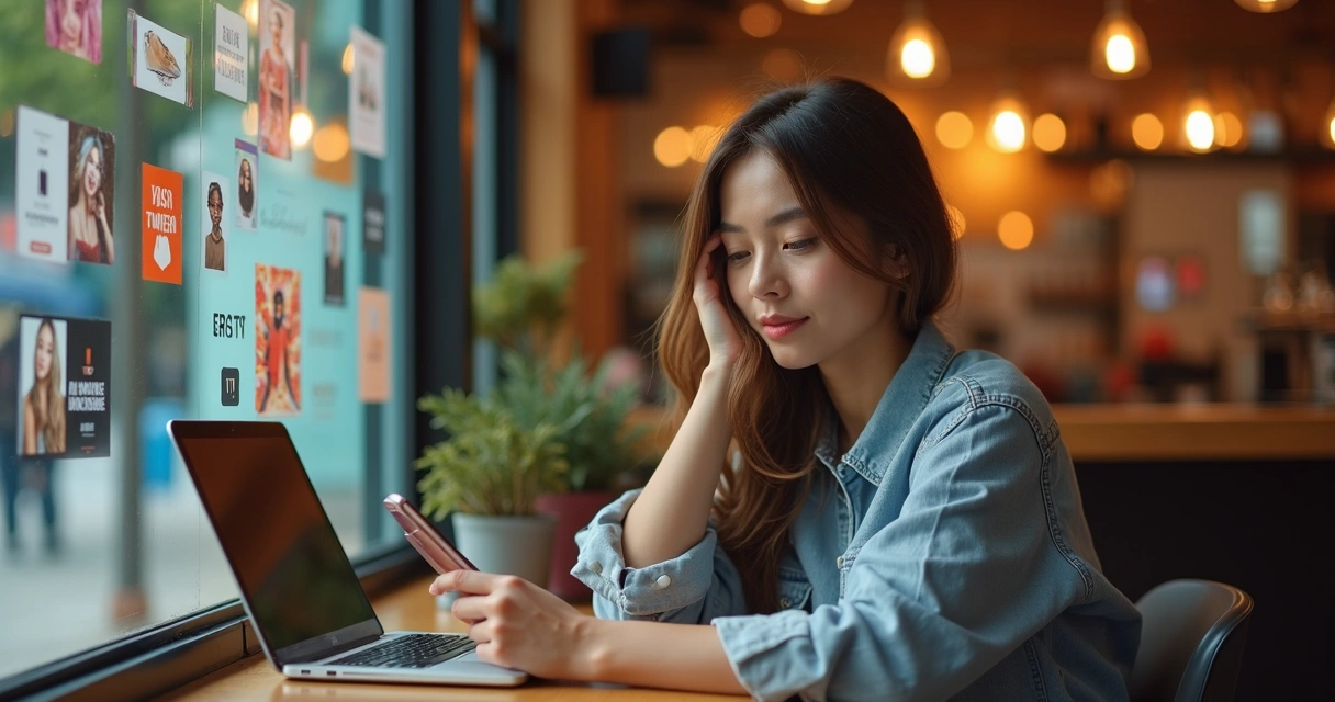 Pessoa criando anúncio de loja pelo Instagram em smartphone 
