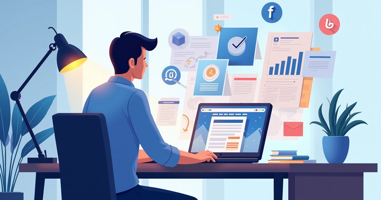 Executivo criando anúncio autêntico para LinkedIn 