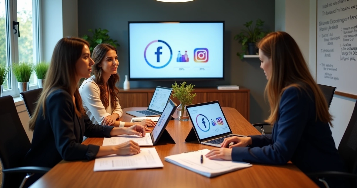 Equipe realizando planejamento de anúncios online para clínica de estética 