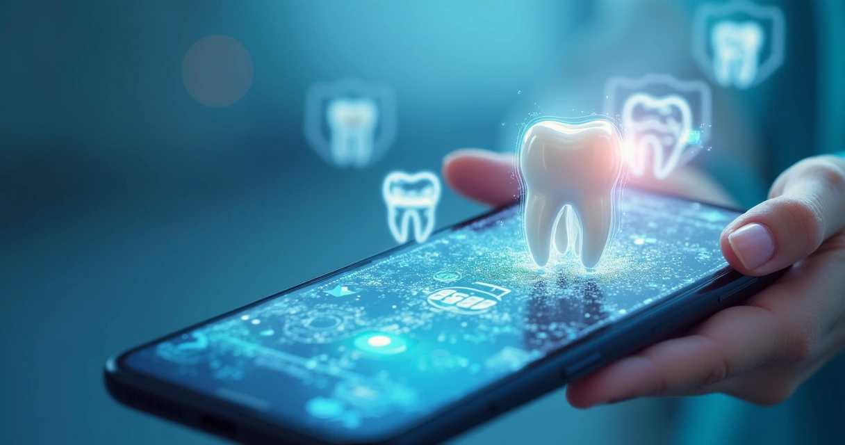 Pessoa visualizando anúncio odontológico em celular com localizações no mapa 
