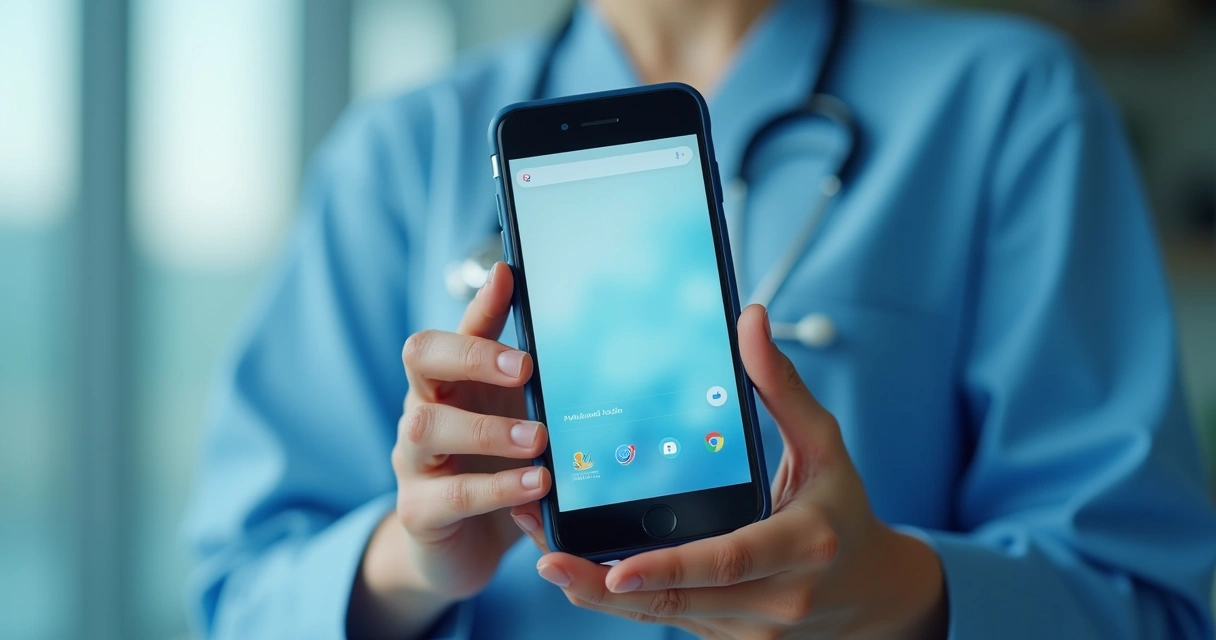 Anúncio online de clínica médica em smartphone 