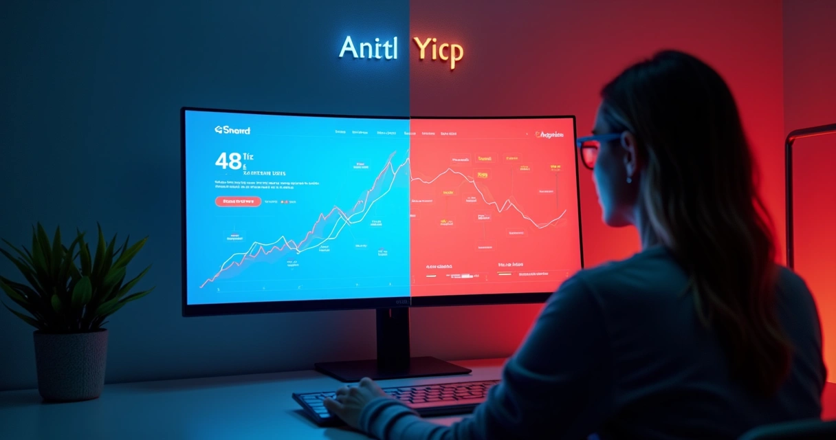 Duas versões de anúncio digital lado a lado em teste A/B 