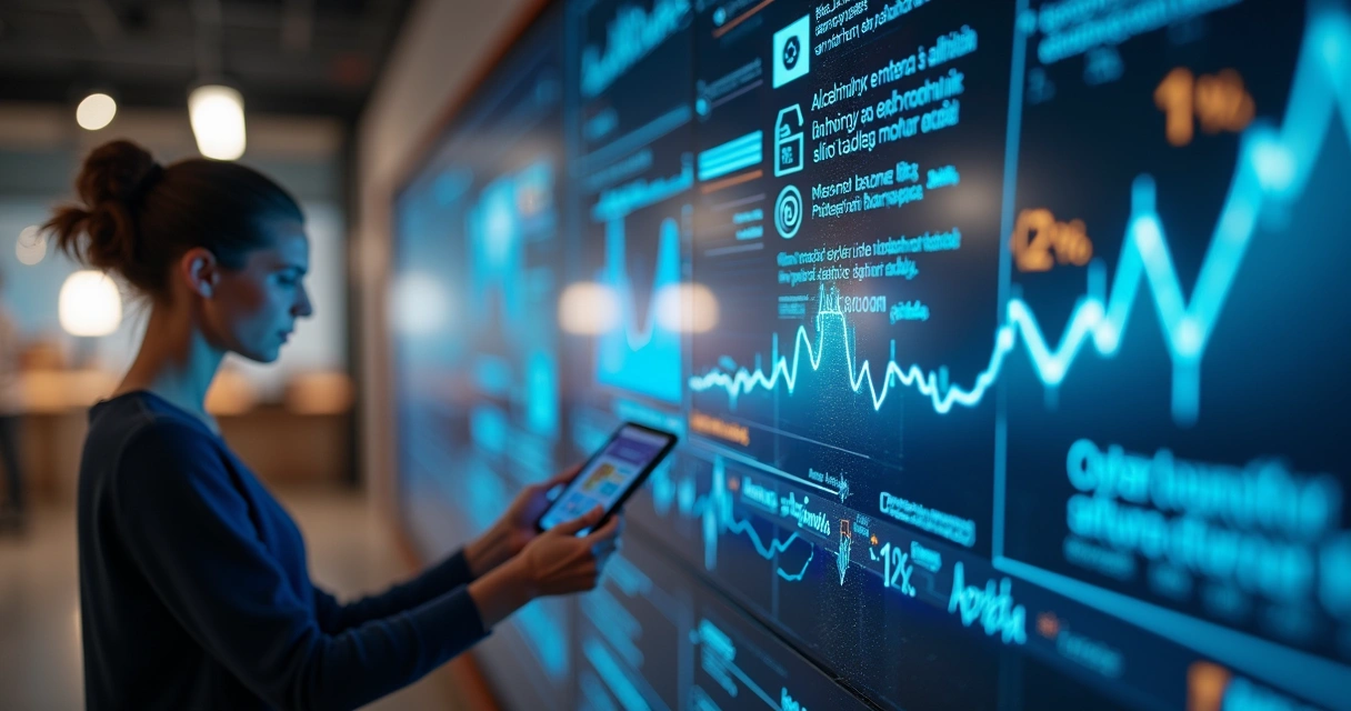 Painel digital mostra análise de anúncios em e-commerce 
