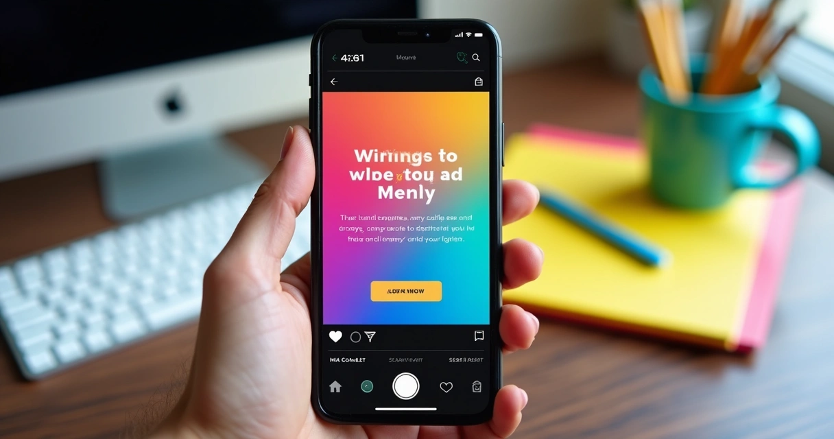 Celular exibindo anúncio pago em uma rede social 