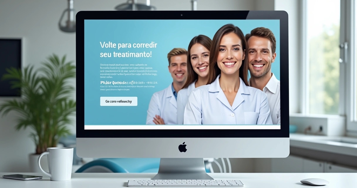 Tela de computador com anúncio de odontologia 
