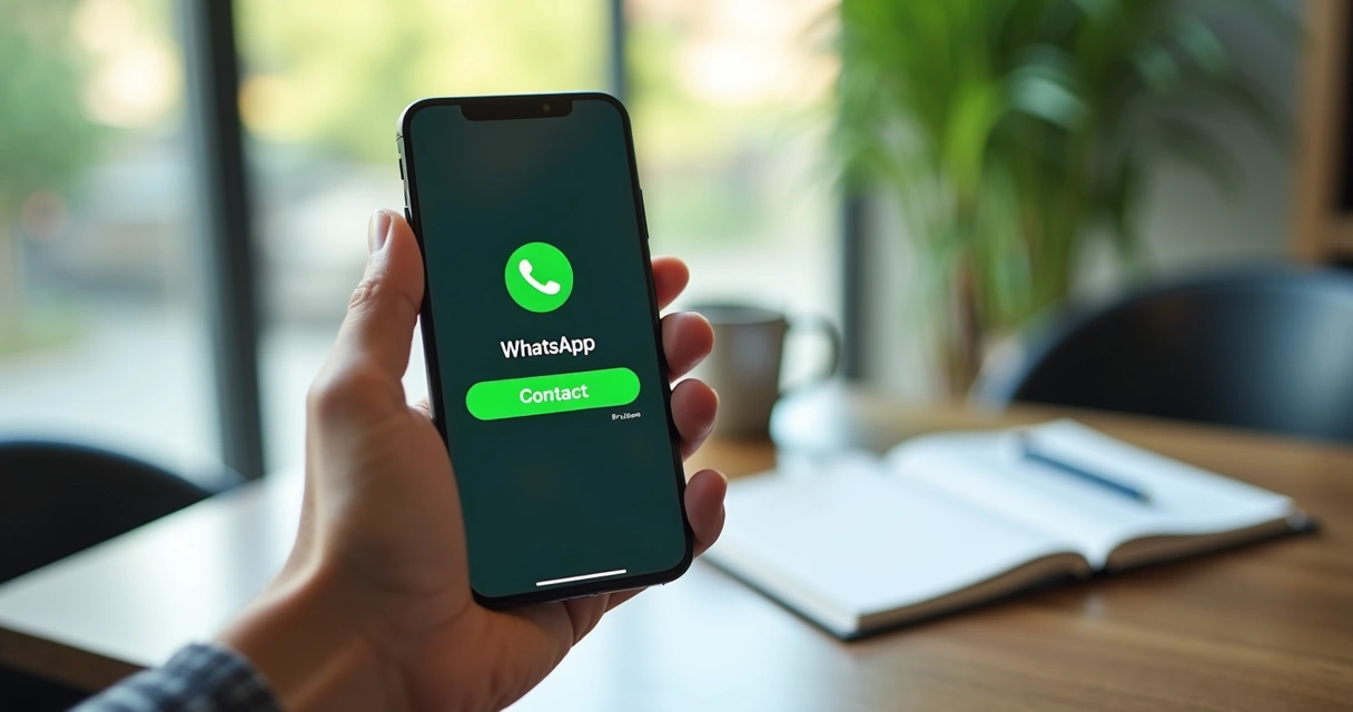 Mobile screen showing an ad leading to a WhatsApp conversation