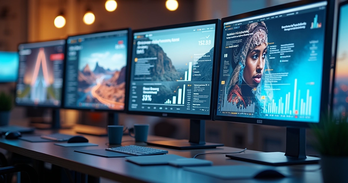 Variedade de anúncios digitais com diferentes estilos