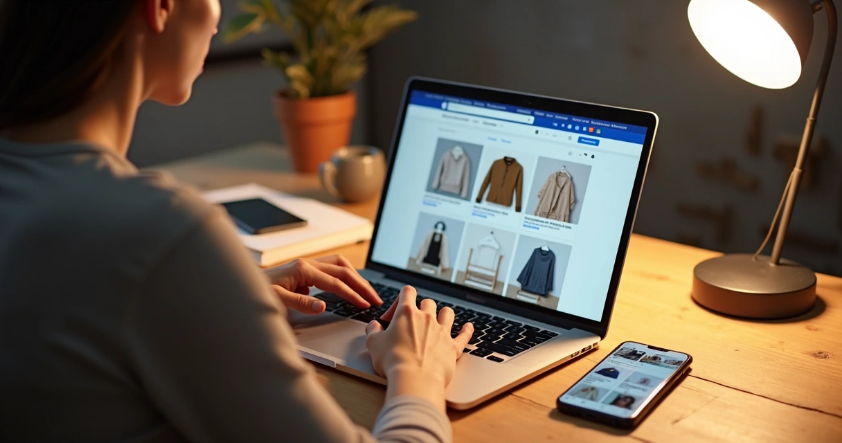 Vendedor organizando anúncios no Marketplace do Facebook