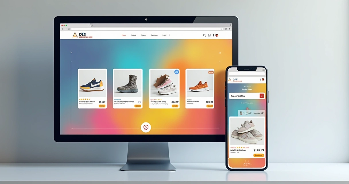 Página de e-commerce exibindo banners display e native ads integrados 