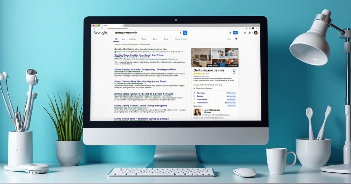 Resultados de busca do Google mostrando anúncios de dentista local 