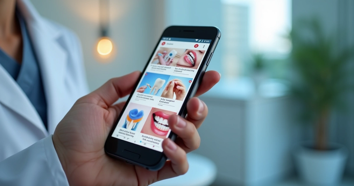 Tela de celular com anúncios de clínica odontológica 