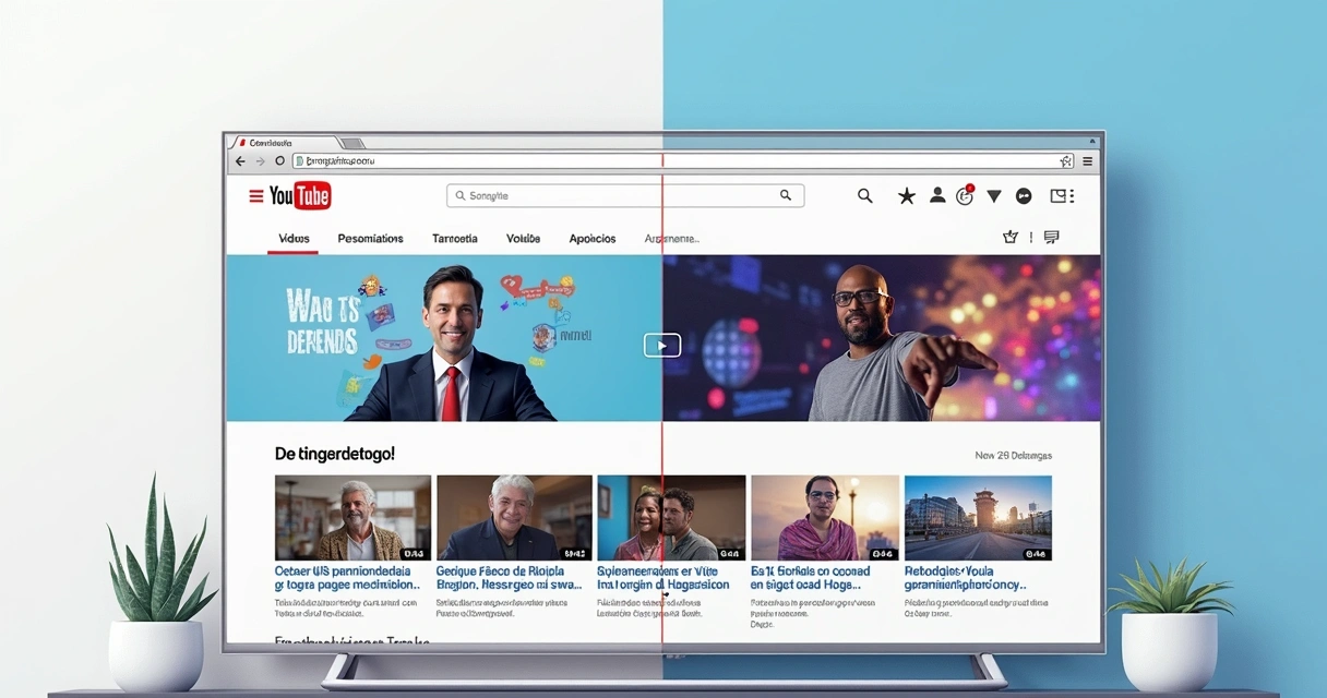 Página inicial do YouTube exibindo recomendações de vídeos e anúncios personalizados 