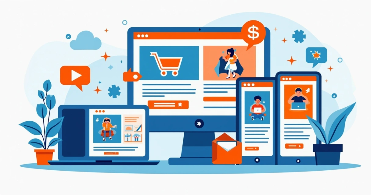 Vários anúncios de ecommerce sendo exibidos no feed do Instagram e Facebook