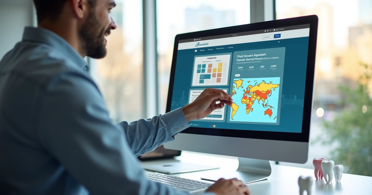 Profissional configurando anúncios odontológicos segmentados no computador 