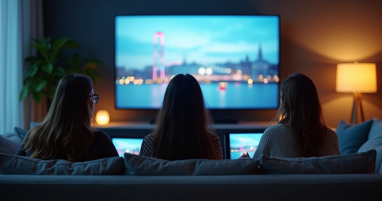 Pessoas assistindo vídeos em diferentes dispositivos com anúncios personalizados 