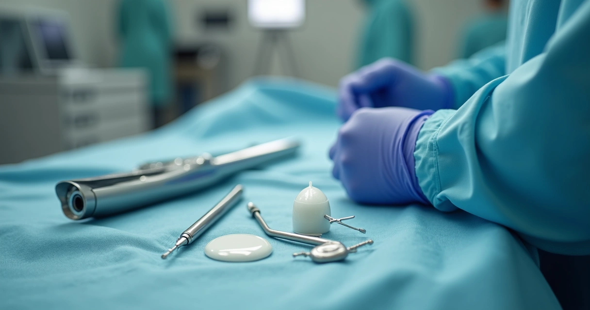 Anuscópio preparado para exame em consultório médico, sobre mesa com luvas e lubrificante 