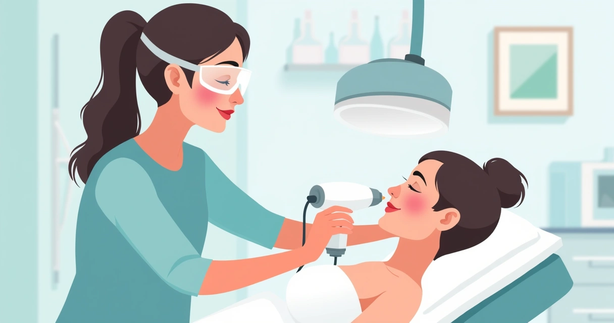 Pessoa em clínica estética segurando aparelho de luz pulsada 