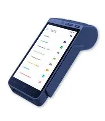Aparelho moderno de ponto de venda (PDV) touchscreen mostrando opções de aplicativos