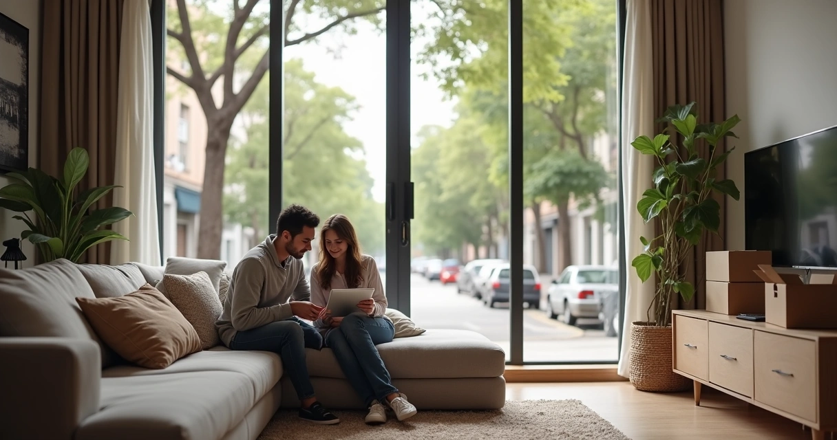 Sala de apartamento moderna com decoração aconchegante 
